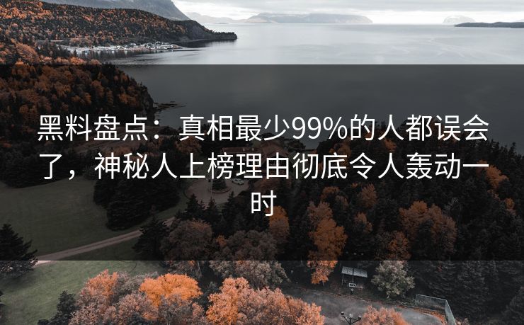 黑料盘点：真相最少99%的人都误会了，神秘人上榜理由彻底令人轰动一时