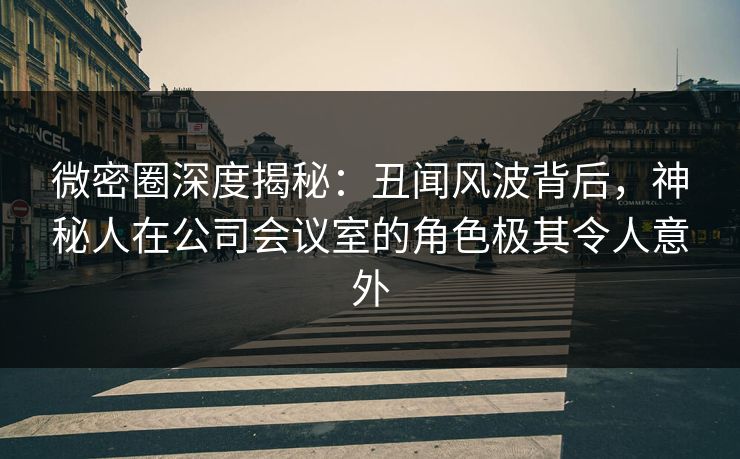 微密圈深度揭秘：丑闻风波背后，神秘人在公司会议室的角色极其令人意外